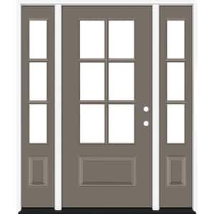 Legacy 60 in. x 80 in. 3/4-6Lite Clear Glass LHIS Primed Kindling Finish Fiberglass Prehung Front Door w/Dbl 10in.SL