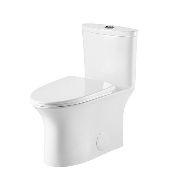 Eridanus Dual-Flush 1.1 GPF/1.6 GPF Elongated One-Piece Toilet in White ...