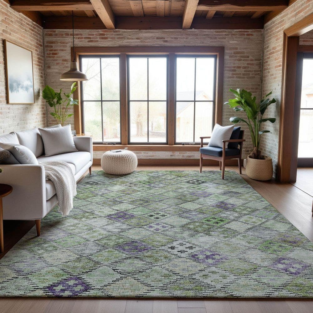 Mayfield Premium Machine Washable Abstract AMF1081 Green 10 ft. x 14 ft. Area Rug price history on PriceWatchPro