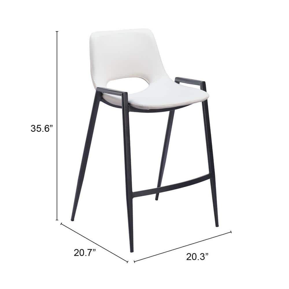 Desi White and Black Vinyl Counter Stools Set of 2