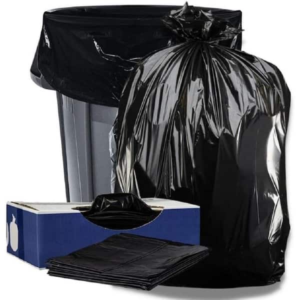 PlasticMill 64 Gallon Garbage Bags: Black, 2 Mil, 50x60, 40 Bags.