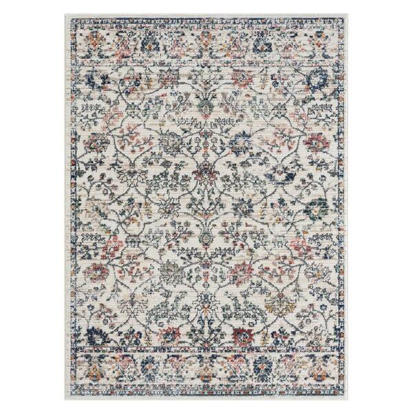 Unbranded Britny Multicolored 8 ft. x 10 ft. Traditional Floral High-Low Plush Polyester Blend Area Rug