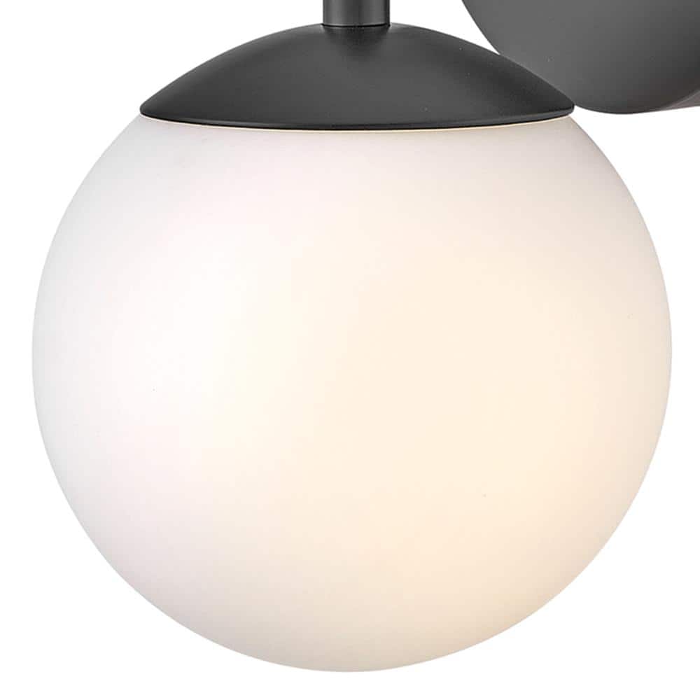 Juniper Mid-Century Modern Black Vanity Light with Opal Glass Globe