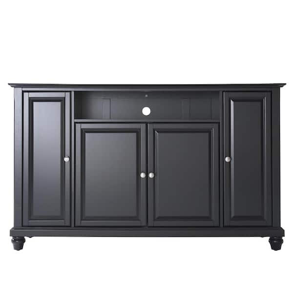 CROSLEY FURNITURE Cambridge 60 in. Black Wood TV Stand Fits TVs Up to 60 in. with Storage Doors