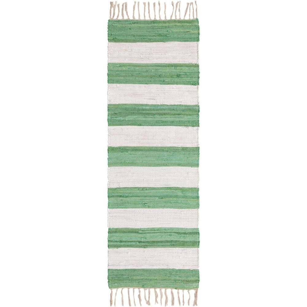 Chindi Rag Striped Green and Ivory 2 ft. 2 in. x 6 ft. 1 in. Area Rug price history on PriceWatchPro