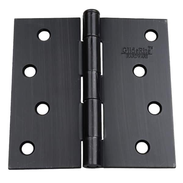 GlideRite 4 in. Oil Rubbed Bronze Steel Door Hinges Square Corner Radius with Screws (48-Pack)