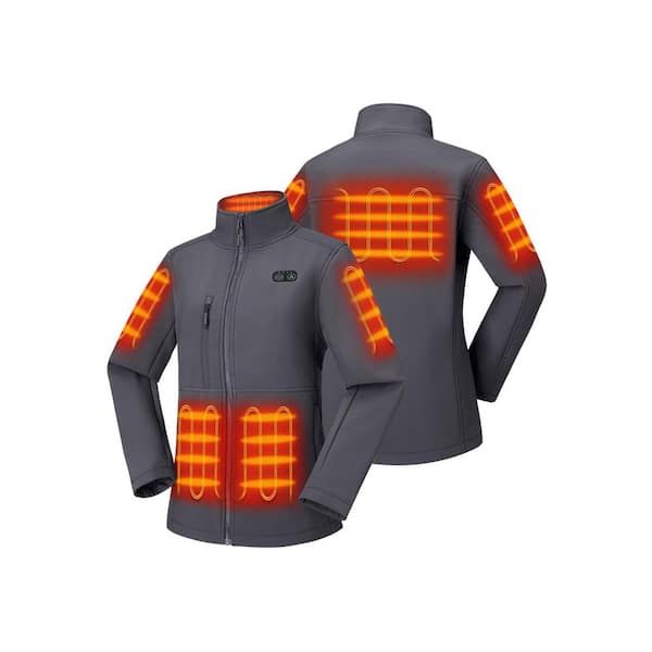 Women's X-Large Grey 7.38-Volt Lithium-Ion Dual Control Softshell Heated Jacket with (1) 5Ah Battery