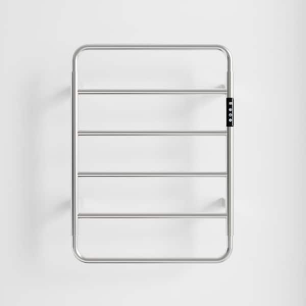 6 Bar Wall Mounted Plug-in/Hard-Wired Towel Warmer Heated Rack in Brushed Nickel with Intelligent Touch Screen Timer