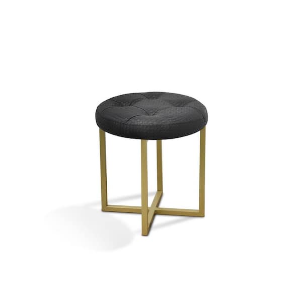 HomeRoots Valerie Black plus Matte Gold Faux Leather Side Chair