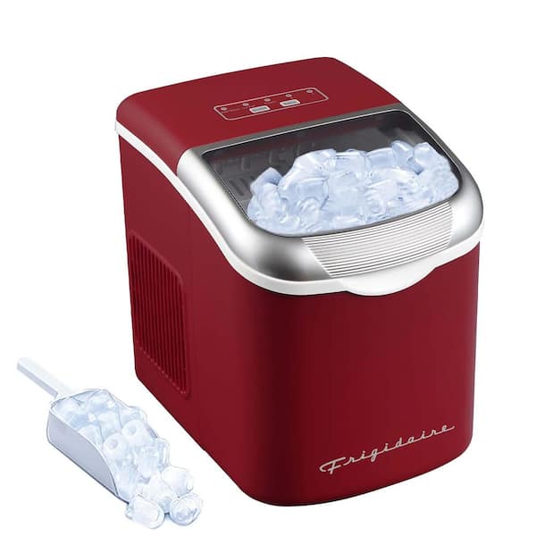 12 in 26 lb. Portable Retro Countertop Bullet Ice Maker in Red