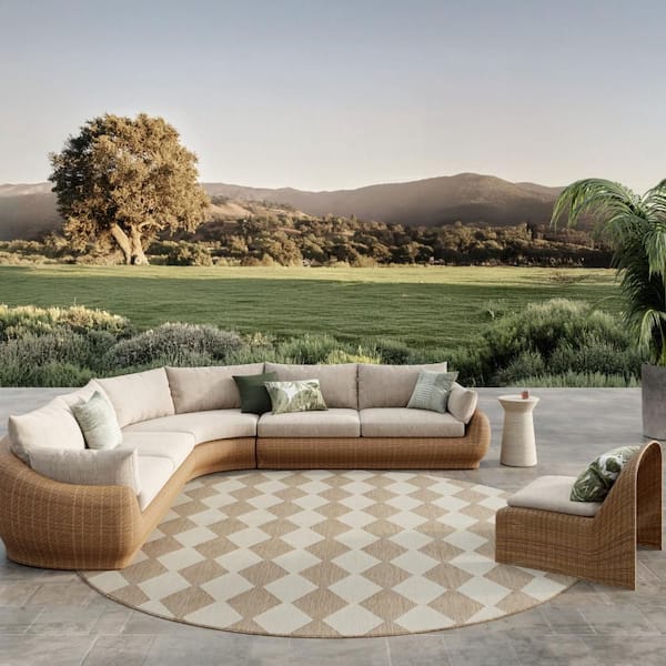 Positano Jute 8 ft. Round x 8 ft. Diamond Contemporary Round Area Rug