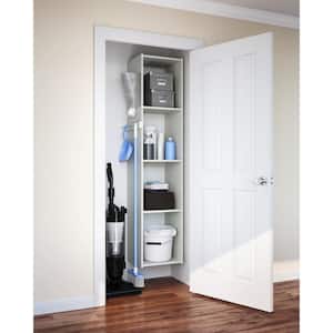 16 in. W White Wood Utility Closet Tower