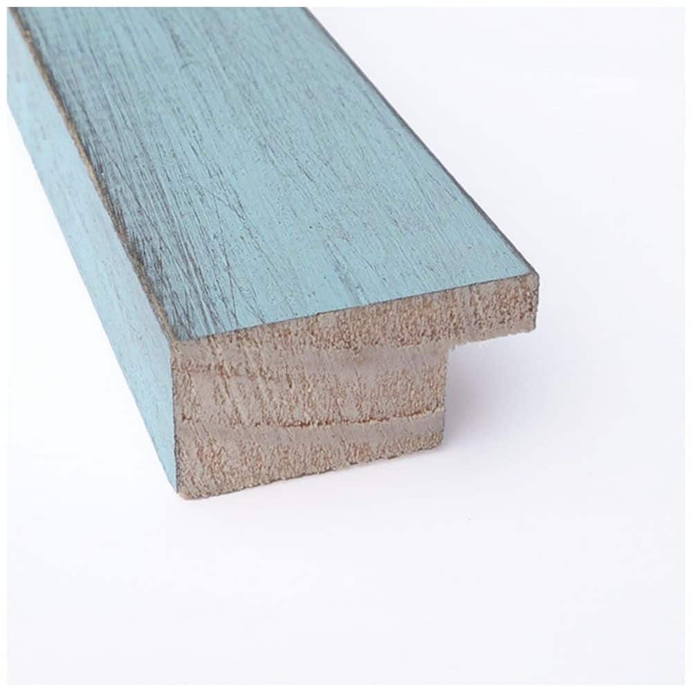 Sky Blue Rustic Wood Rectangular Bathroom Wall Mirror