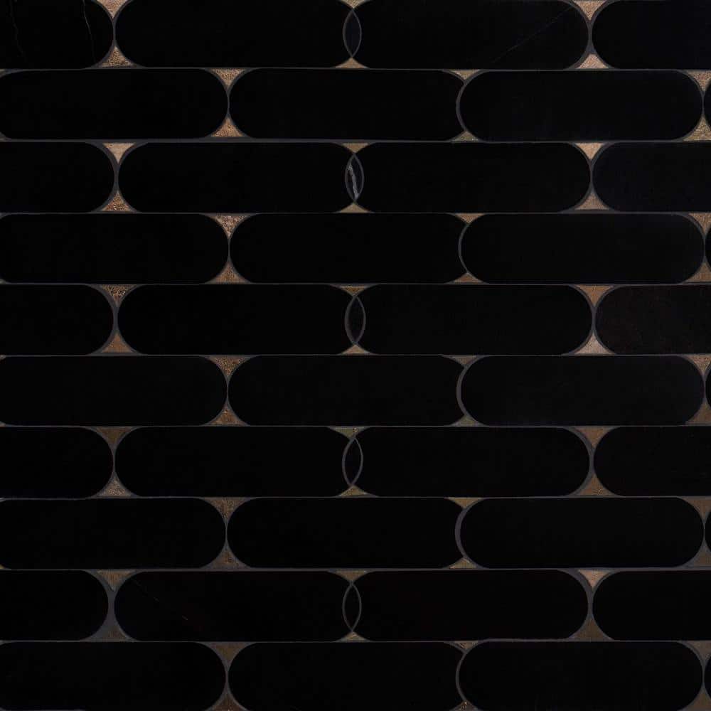 Nostradam Black Jade 9.96 in. x 11.22 in. Polished Marble Wall Mosaic Tile (0.77 Sq. Ft./Each) price history on PriceWatchPro