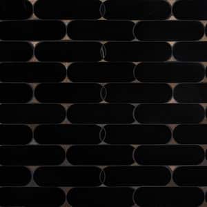 Nostradam Black Jade 9.96 in. x 11.22 in. Polished Marble Wall Mosaic Tile (0.77 Sq. Ft./Each)