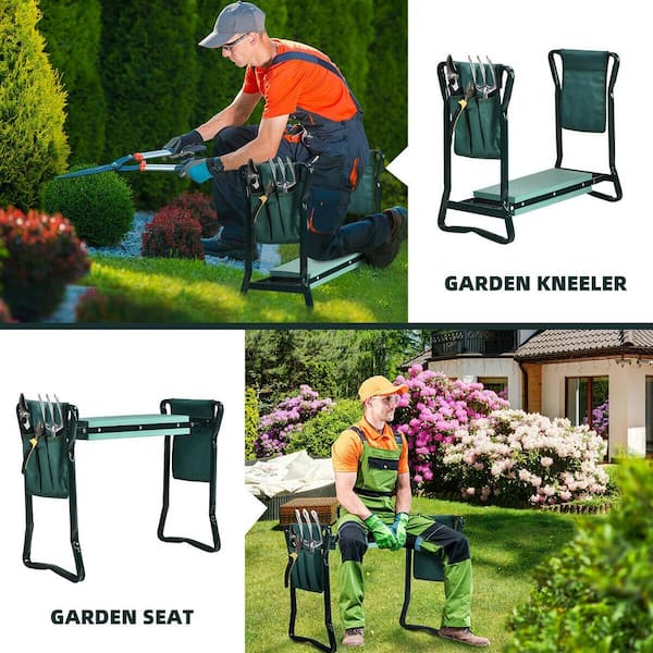 Green Folding Garden Kneeler and Seat Bench