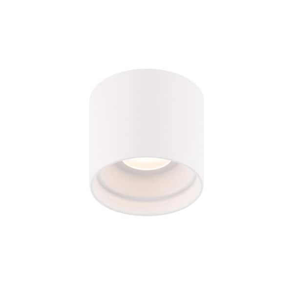 WAC Lighting Downtown 1-Light White LED Outdoor Flush Mount Light with Selectable CCT