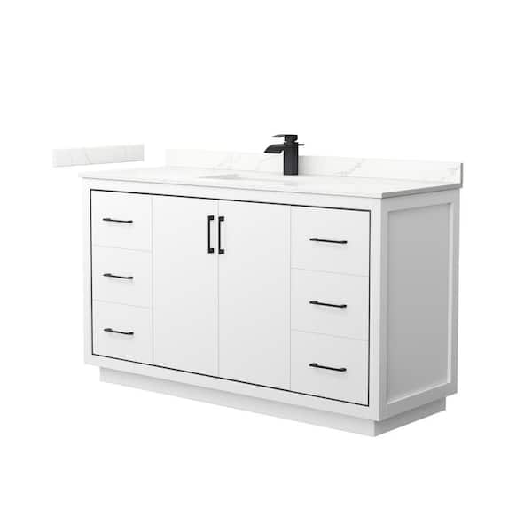 Wyndham Collection Icon 60 in. W x 22 in. D x 35 in. H Single Bath Vanity in White with Giotto Quartz Top
