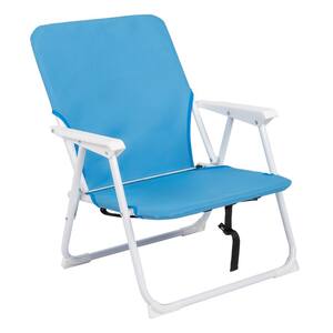 19 in. x 13 in. x 25 in. Portable Blue Iron Folding Beach Chair