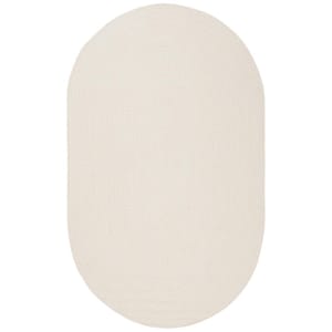 Braided Ivory/Beige 5 ft. x 8 ft. Solid Color Gradient Oval Area Rug