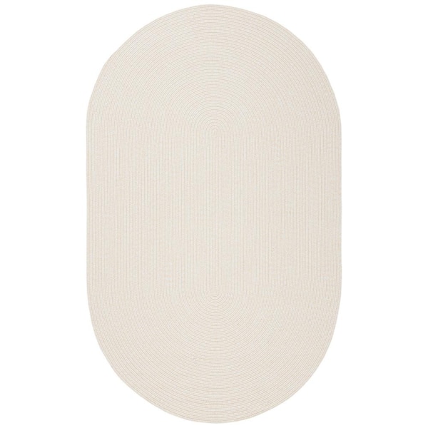 Braided Ivory/Beige 9 ft. x 12 ft. Machine Washable Solid Color Gradient Oval Area Rug