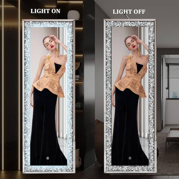 Vosuja Black 20 in. W x 63 in. H Rectangular LED Light Full Length