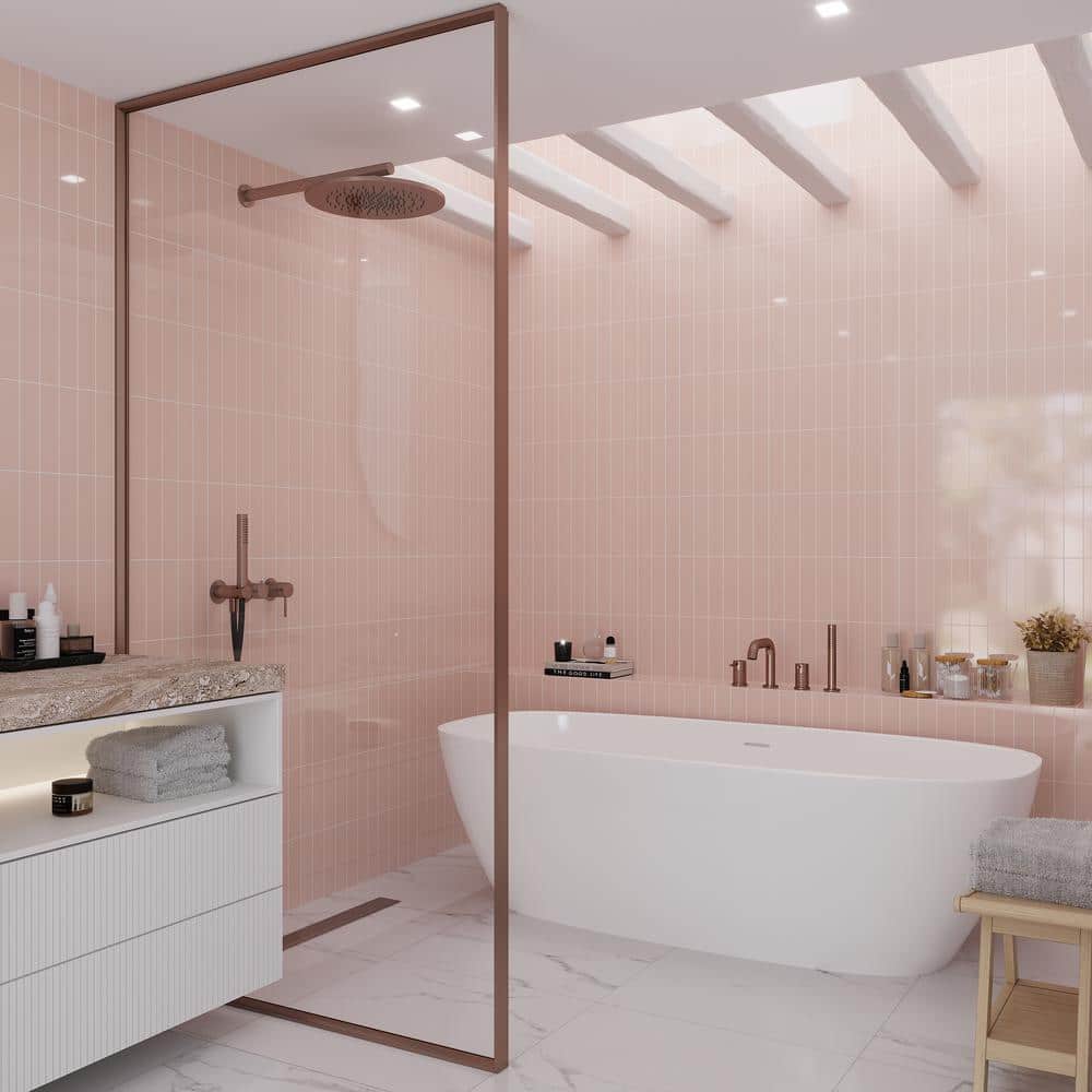 Glossy Pink Ceramic Subway Tile for Wall and Floor