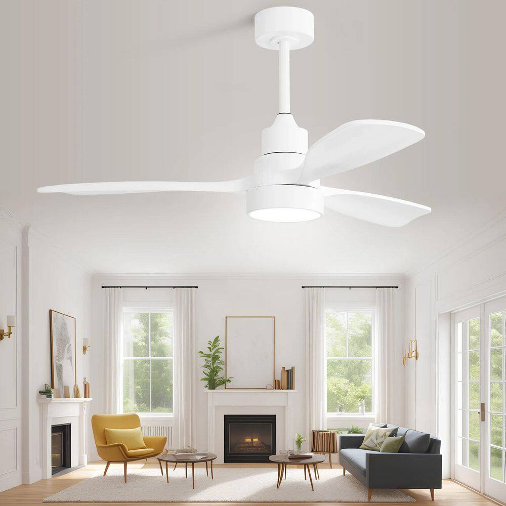 48 in. Indoor White Downrod Mount Standard Ceiling Fan with Solid Wood Blade and Integrated LED price history on PriceWatchPro