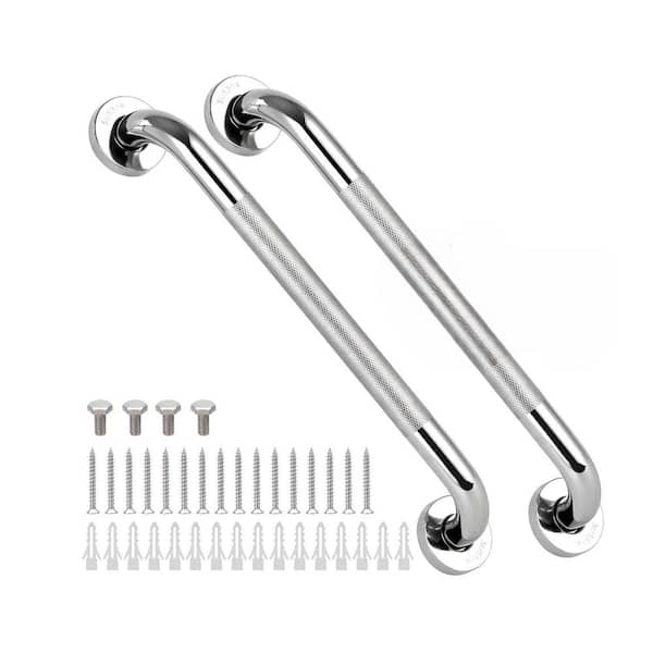 2 -Piece 16 in. x 1 in. Concealed Screw Anti Slip Stainless Steel Shower Grab Bars Safety Hand Rail Support for Elderly