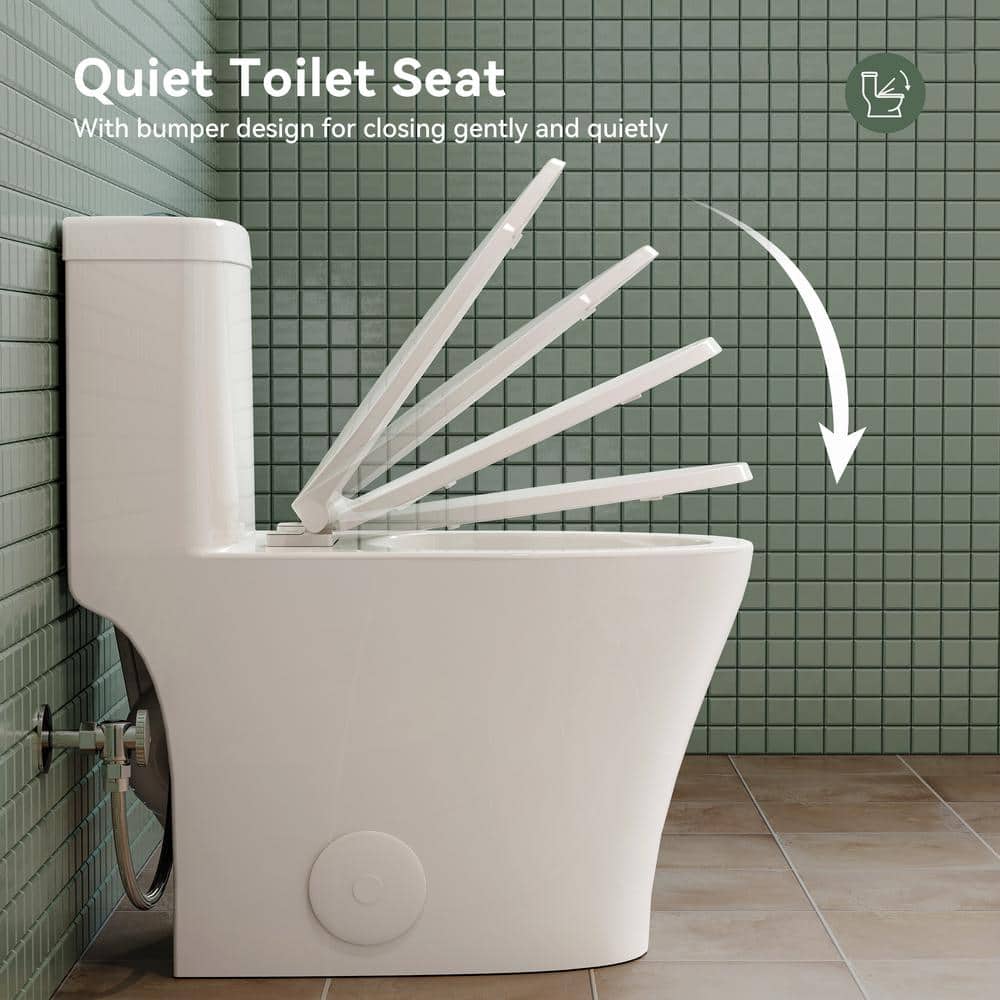 White Elongated Dual Flush High Efficiency One-Piece Toilet