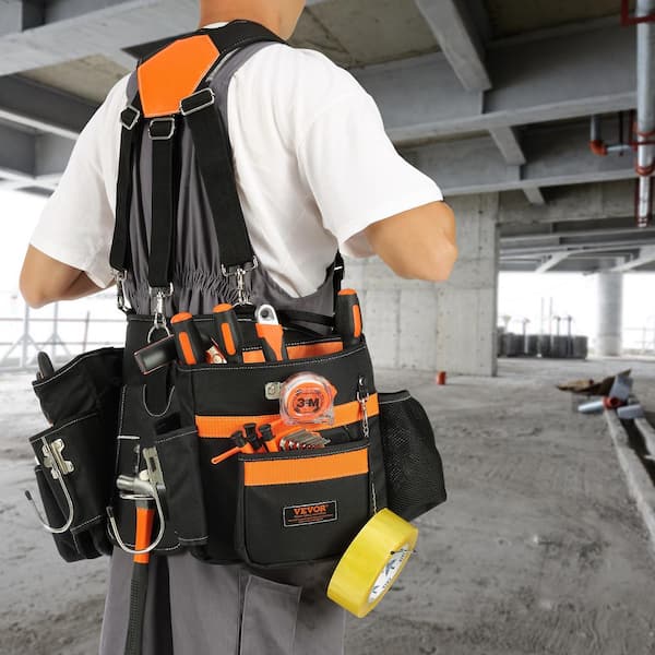 BENTISM Tool Belt with Suspenders Adjustable Carpenter Tool Pouch 1680D  Polyester 