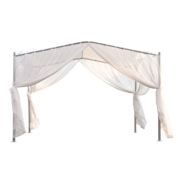 Zeus & Ruta 11.5 ft. x 11.5 ft. White Patio Gazebo with Metal Frame and Top Canopy for Lawn