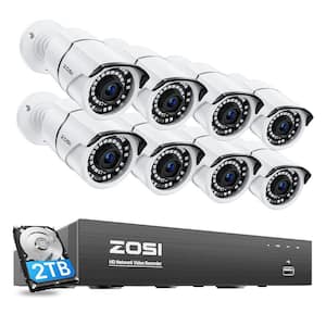 4K 8-Channel POE 2TB NVR Security Camera System with 8-Wired 5MP Outdoor Bullet Cameras
