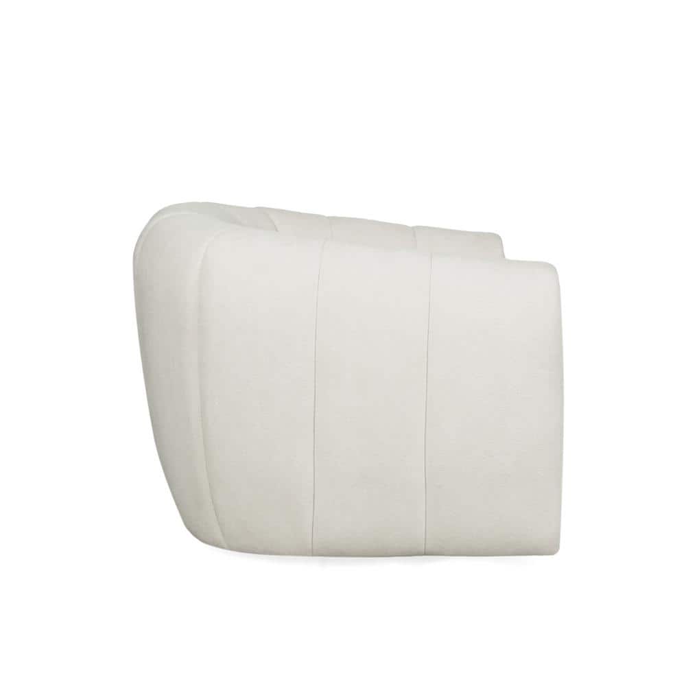 Cream Velvet Swivel Club Chair with Round Arms