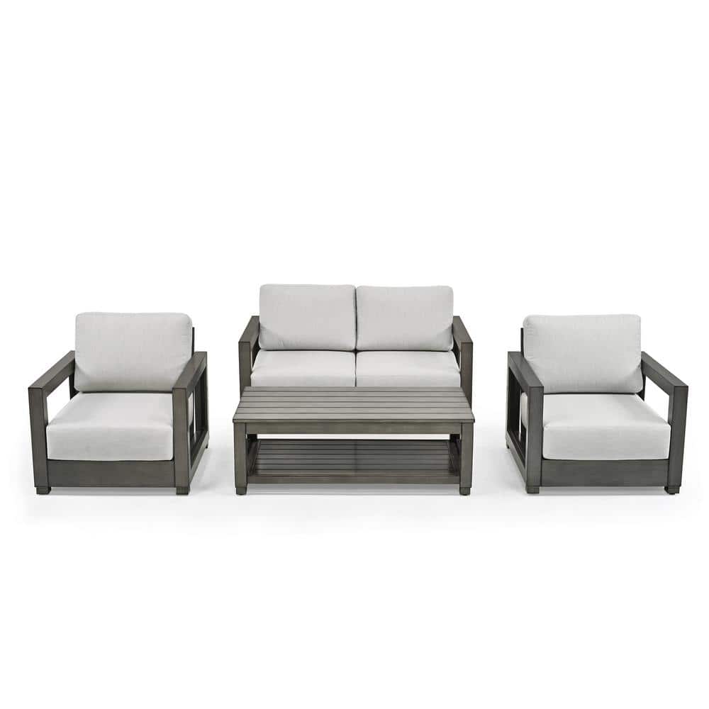 PureForm 4-Piece Aluminum Conversation Seating Set with Gray Cushions price history on PriceWatchPro