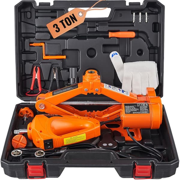 Electric Car Jack, 3 Tons /6600 lbs. Scissor Jack with Electric Impact Wrench, 12V Car Jack with Double Saddles