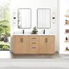 ROSWELL San 72 in.W x 22 in.D x 33.8 in.H Double Sink Bath Vanity in Fir Wood Brown with White Composite Stone Top 805772-FN-GW-NM