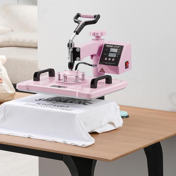 Heat Press Machine 12 x 15 in. 8 in 1 with 30 oz. Tumbler Press T-Shirts Pink