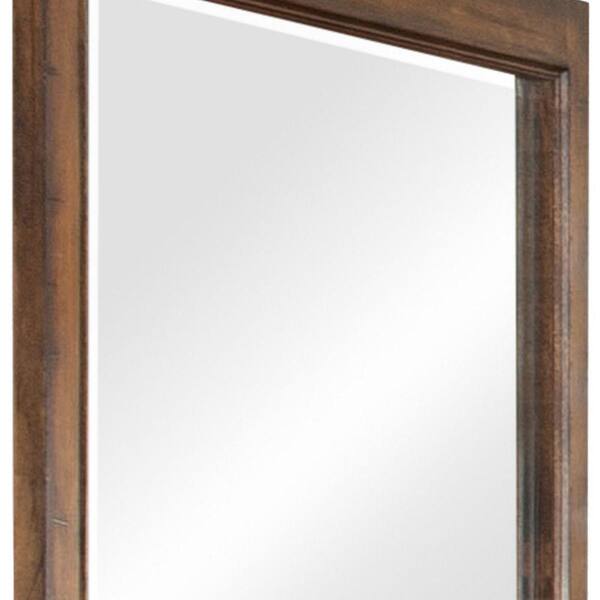 Benjara 1.25 in. W x 34 in. H Wooden Frame Brown Wall Mirror