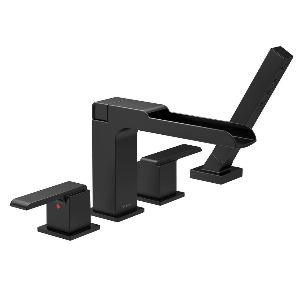 Ara 2-Handle Deck-Mount Roman Tub Faucet Trim Kit in Matte Black with Channel Spout and Hand Shower (Valve Not Included) price history on PriceWatchPro