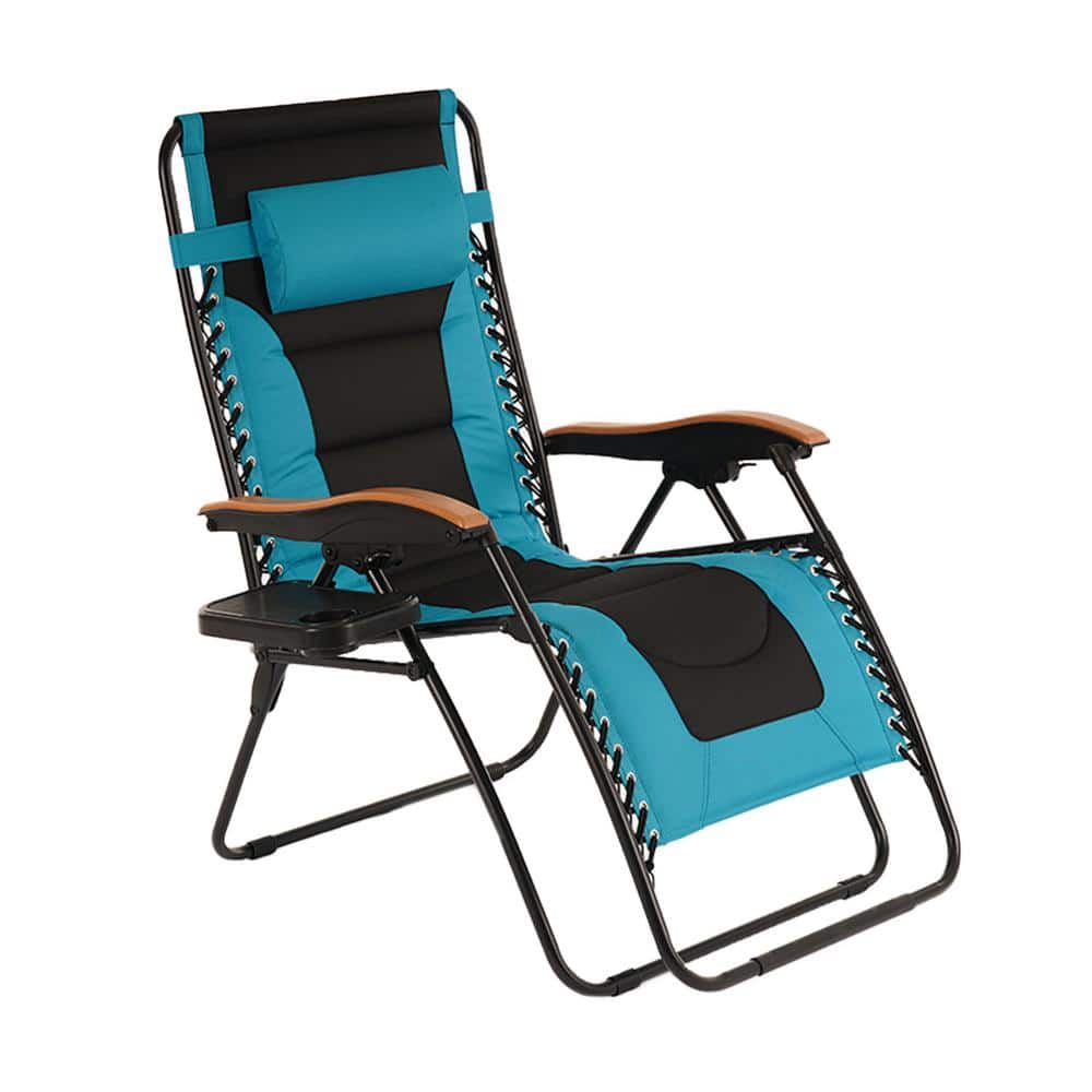 Outdoor Metal Folding Zero Gravity Chair with Cup Holder Adjustable ...