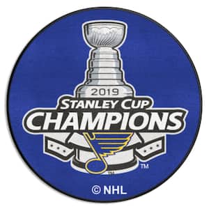 St. Louis Blues 2019 Stanley Cup Champions Black 2 ft. x 2 ft. Hockey Puck Round Area Rug