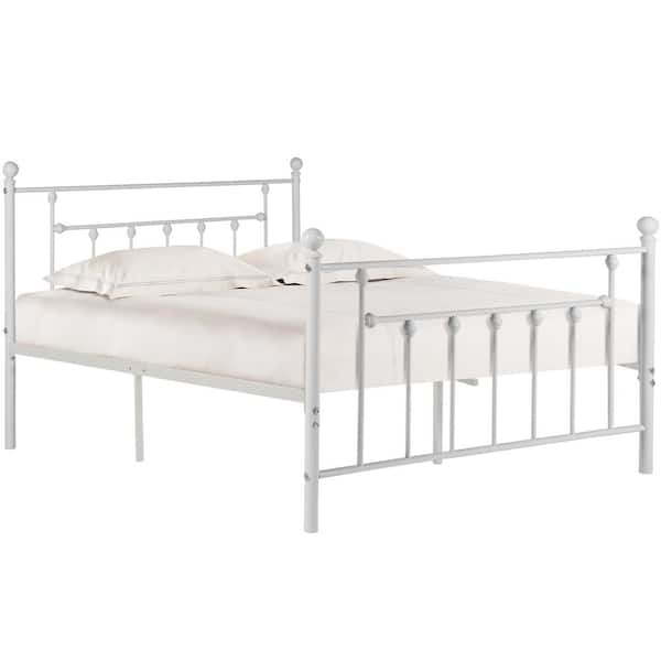 VECELO 60 in. W White Queen size Classic Metal Platform Bed