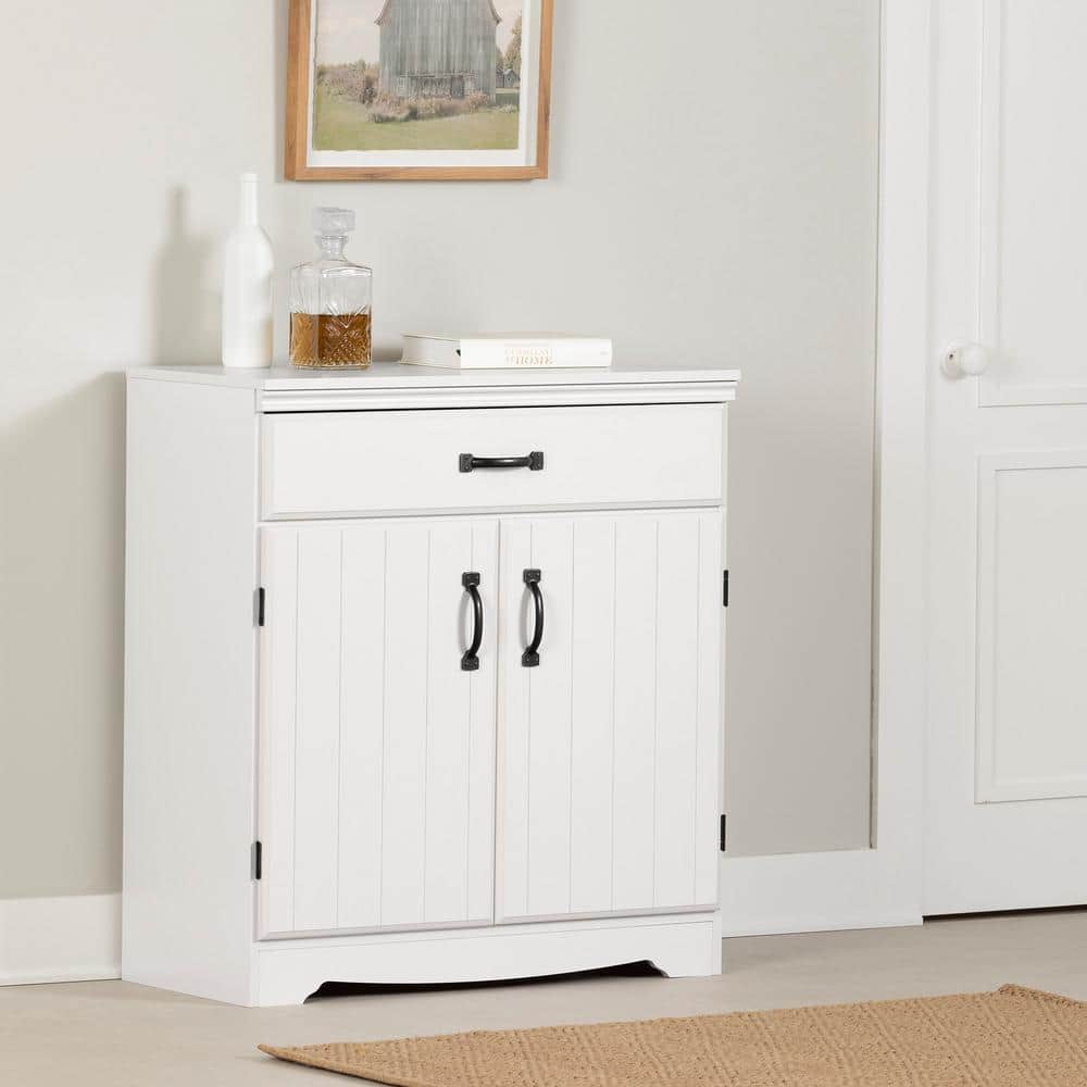 Pure White Farmhouse Freestanding Kitchen Cabinet with Adjustable Shelving