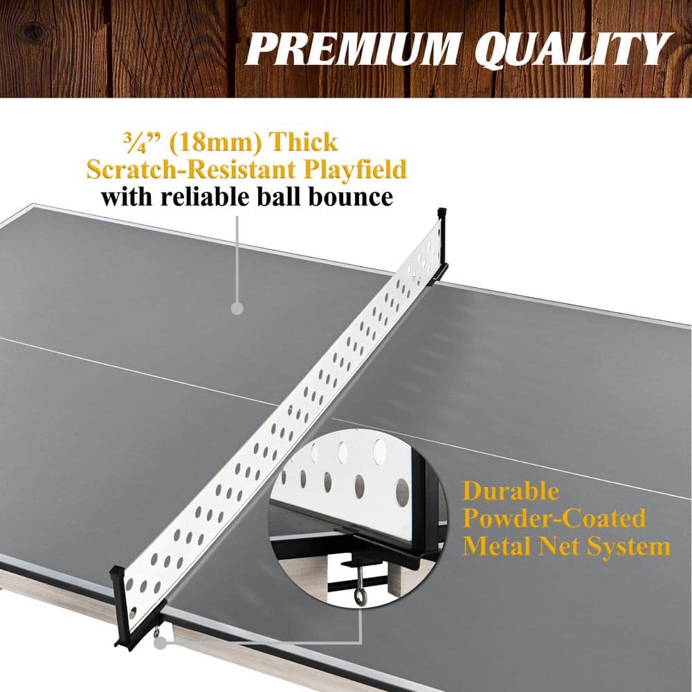 Coventry 9' Black and Silver Wood Composite Table Tennis Table with Metal Net