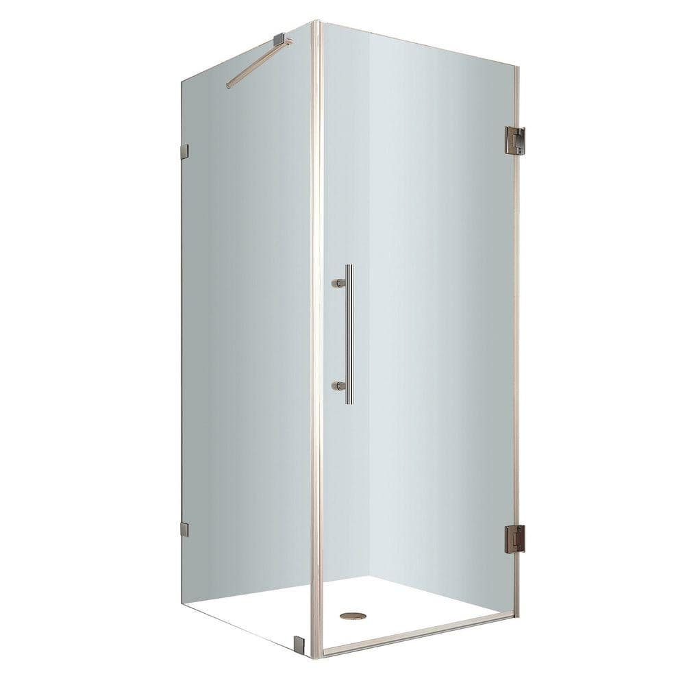Aquadica 34" x 72" Frameless Clear Glass Shower Enclosure with Stainless Steel Hardware