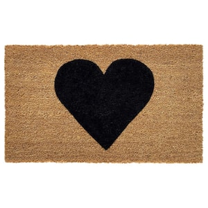 Balck Heart Doormat Multi-Colored 20 in. x 34 in. Indoor or Outdoor Doormat