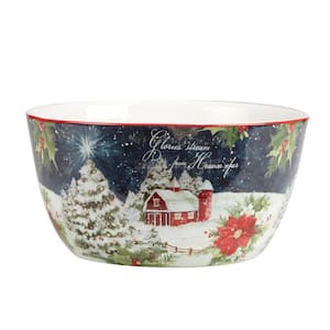 Silent Night 10 in. 104 fl.oz. Multi-Colored Earthenware Serving Bowl