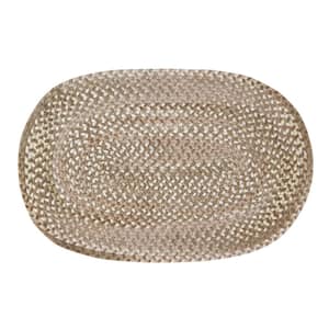 Ombre Braid Beige 96 in. x 120 in. Oval 100% Cotton Chenille Reversible Indoor Area Rug