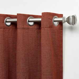 Sawyer Brick Red Solid Light Filtering Grommet Top Curtain, 52 in. W x 96 in. L (Set of 2)